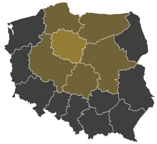 Mapka obszaru działania - województwo kujawsko-pomorskie - Bydgoszcz